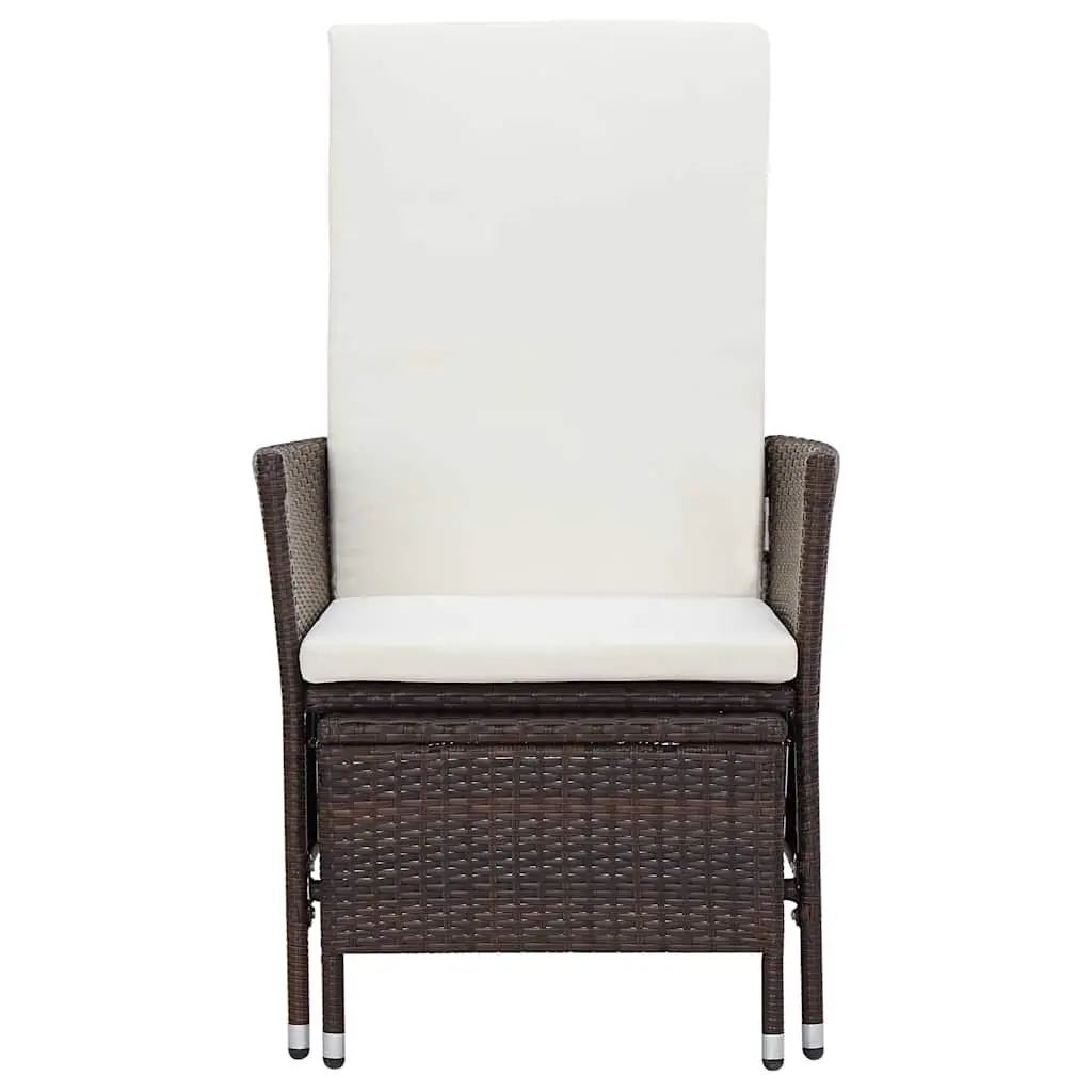 Garden Lounge Set Outdoor Furniture 2 Piece PE Rattan Armchair Tea Table Brown