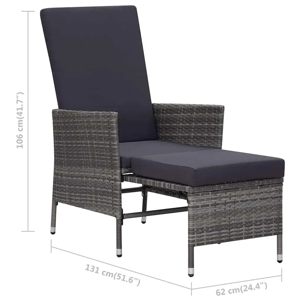 Garden Lounge Set 2 Piece Outdoor Furniture Armchair Tea Table Grey