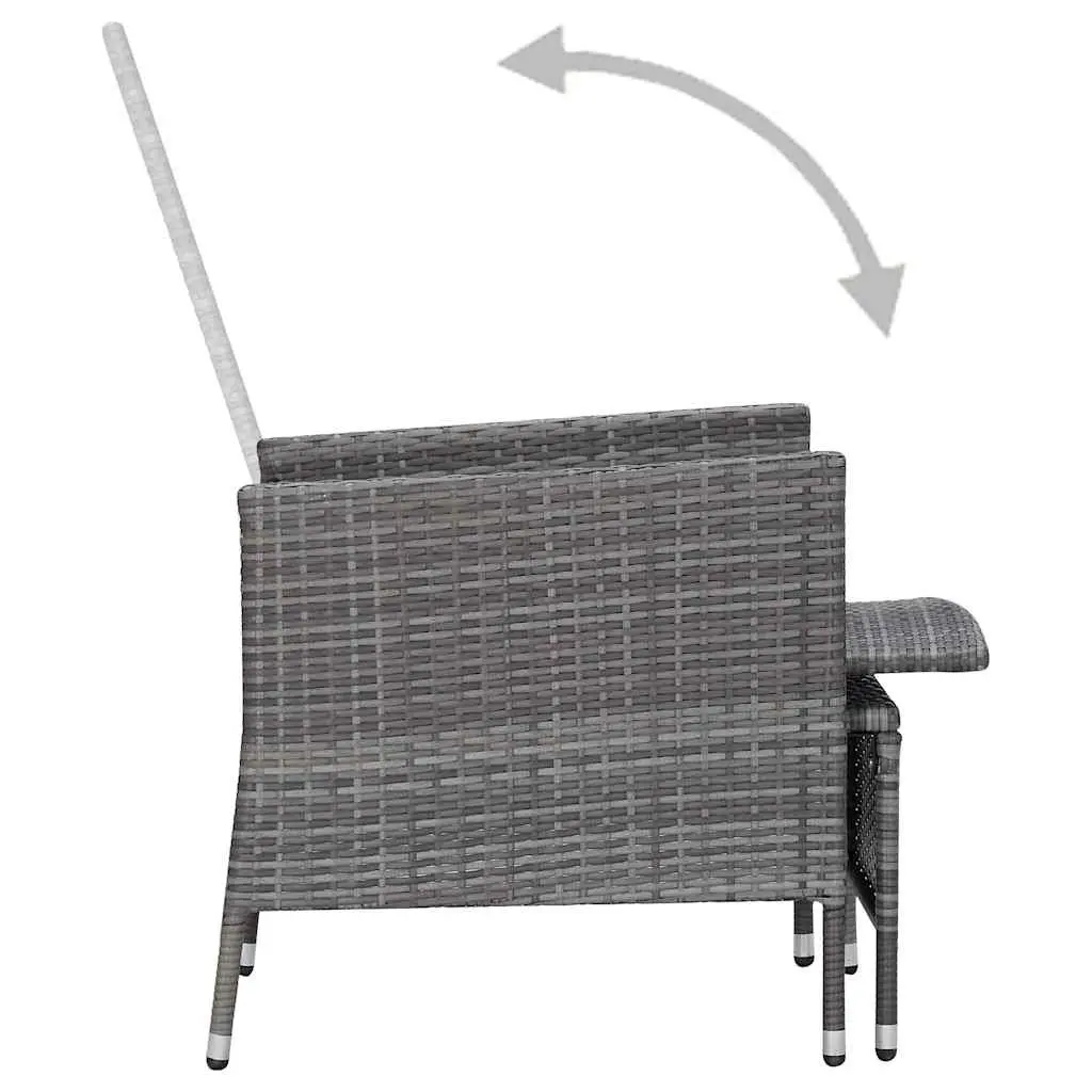 Garden Lounge Set 2 Piece Outdoor Furniture Armchair Tea Table Grey