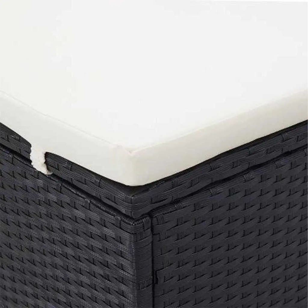2-Person Sunbed Lounger Outdoor Relaxation Adjustable Black with Cushion Foldable Roof