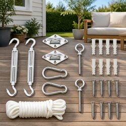 Value-Packed 9 Piece Sunshade Sail Accessory Kit
