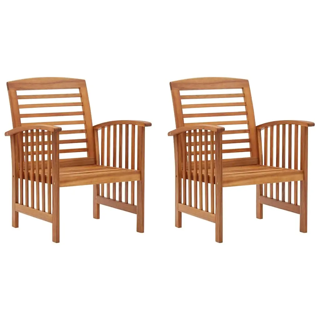 Garden Chairs Set of 2 Outdoor Wooden Patio Seating Furniture Brown