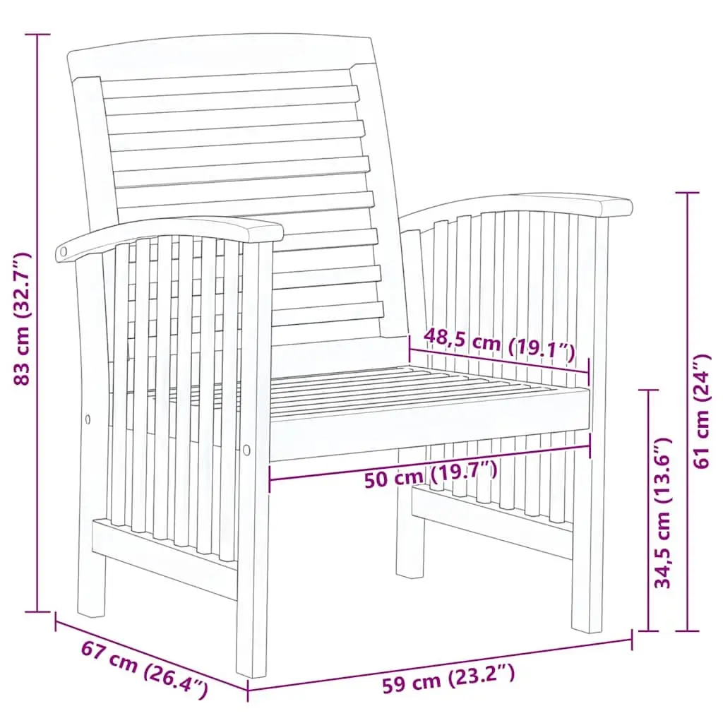 Garden Chairs Set of 2 Outdoor Wooden Patio Seating Furniture Brown