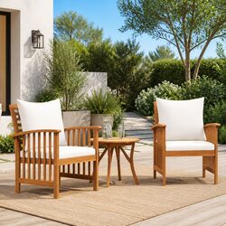 Comfortable Wooden Garden Chairs Set of 2 with Cushions