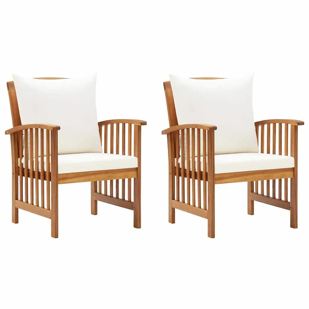 Wooden Garden Chairs Set of 2 with Cushions