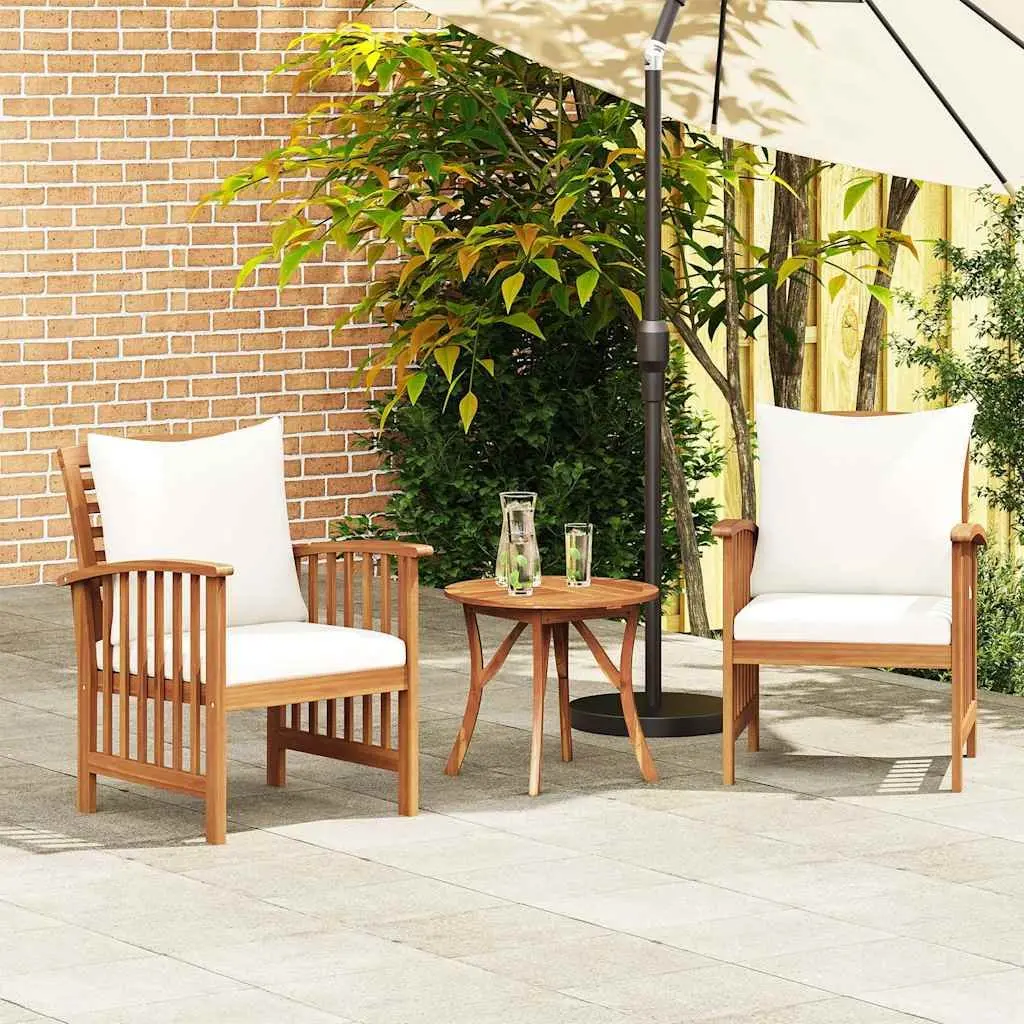 Wooden Garden Chairs Set of 2 with Cushions