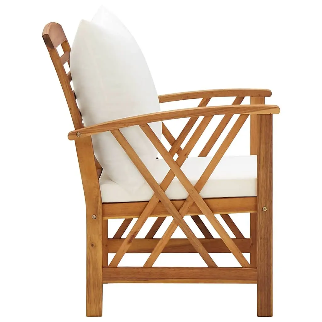 Outdoor Garden Chairs Set 2 pcs Solid Wood Patio Seating White