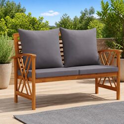 Comfortable Outdoor Garden Bench with Cushions, 119cm