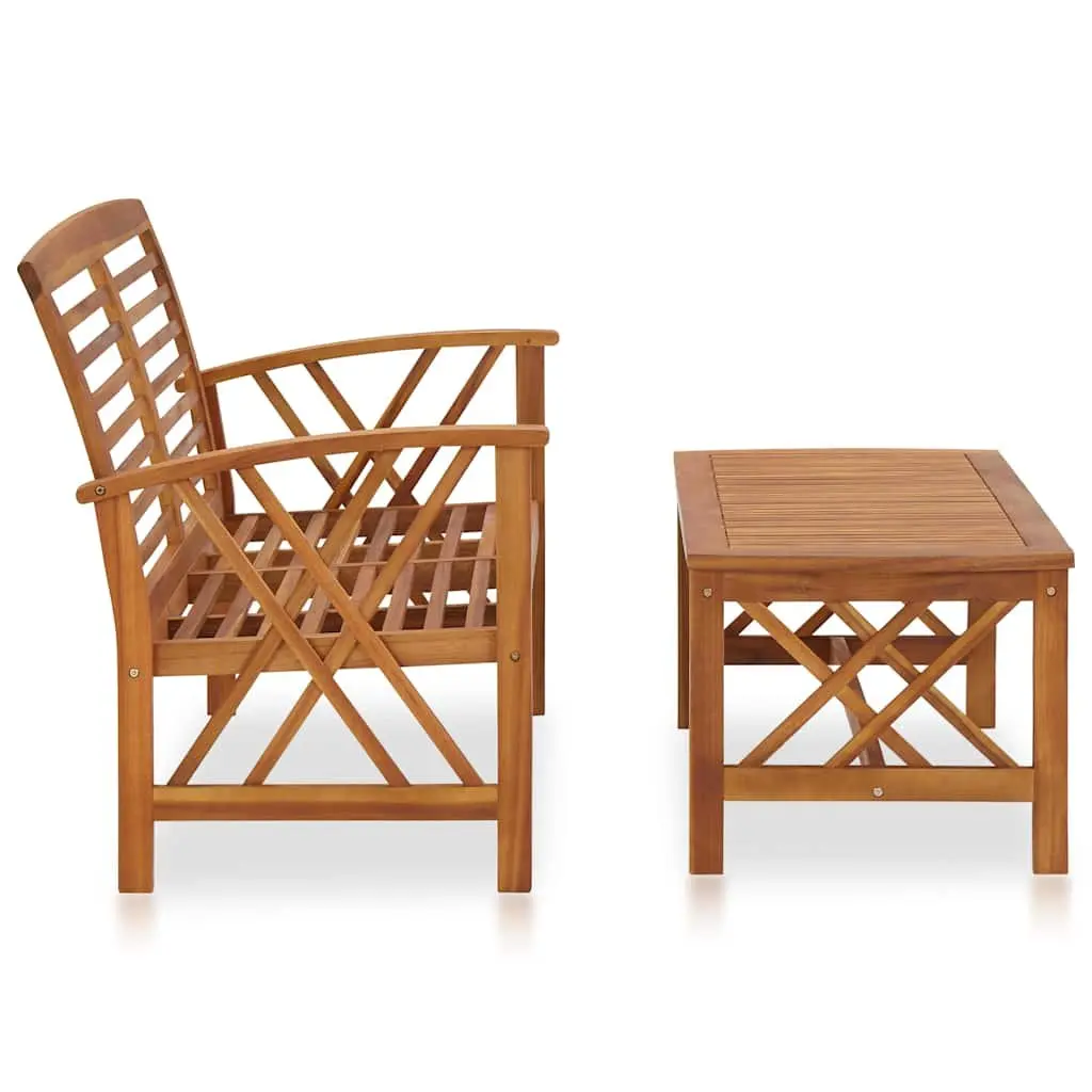 2 Piece Garden Lounge Set Outdoor Bench Coffee Table Brown