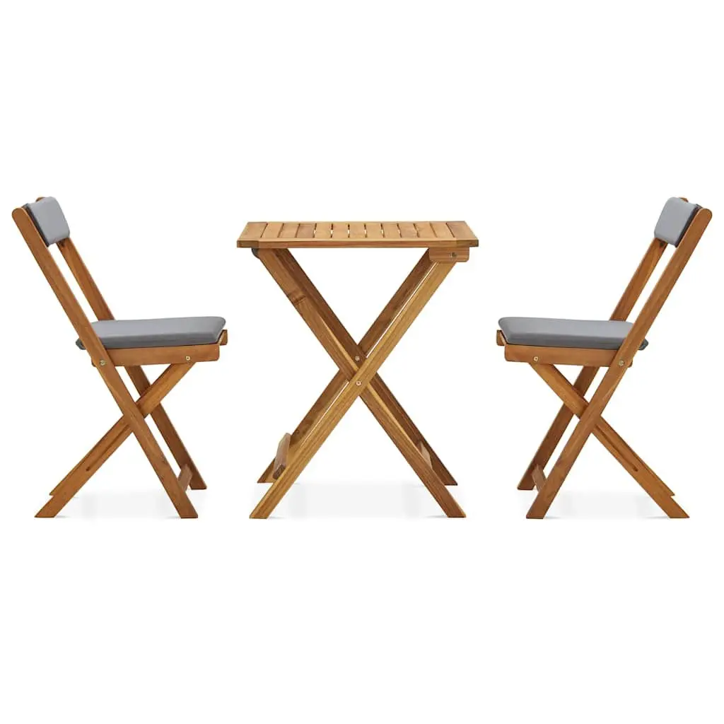 Folding Bistro Set Outdoor Garden Patio Furniture 3 Piece Grey