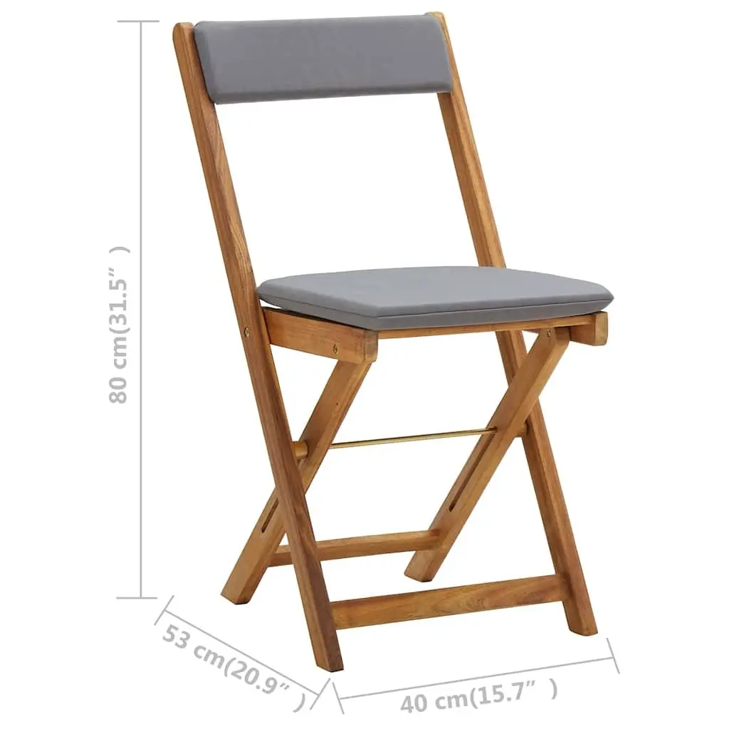 Folding Bistro Set Outdoor Garden Patio Furniture 3 Piece Grey