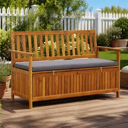 Garden Storage Bench 120cm Outdoor Seating with Compartment Grey