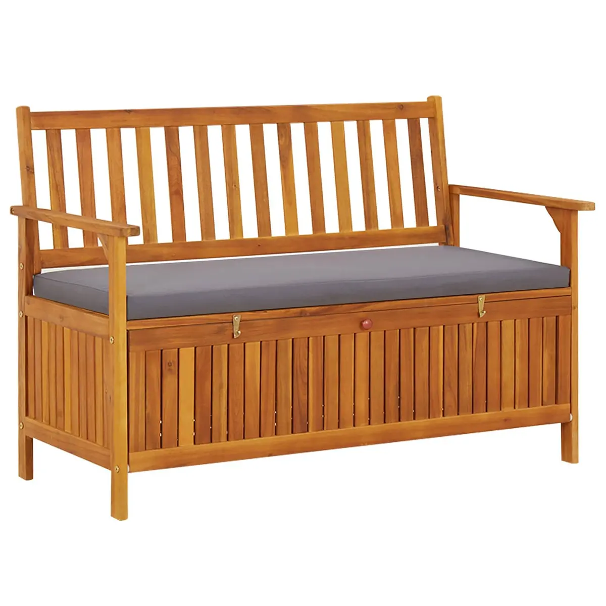 Grey Garden Storage Bench with Cushion