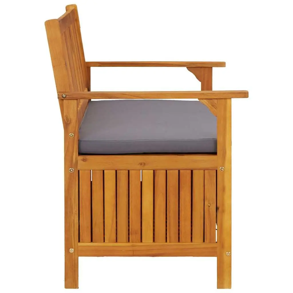 Grey Garden Storage Bench with Cushion