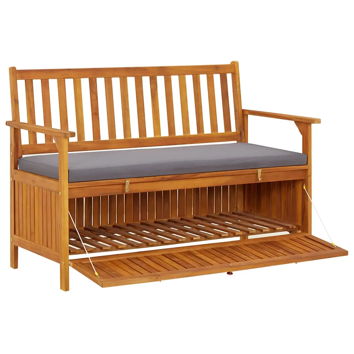 Grey Garden Storage Bench with Cushion