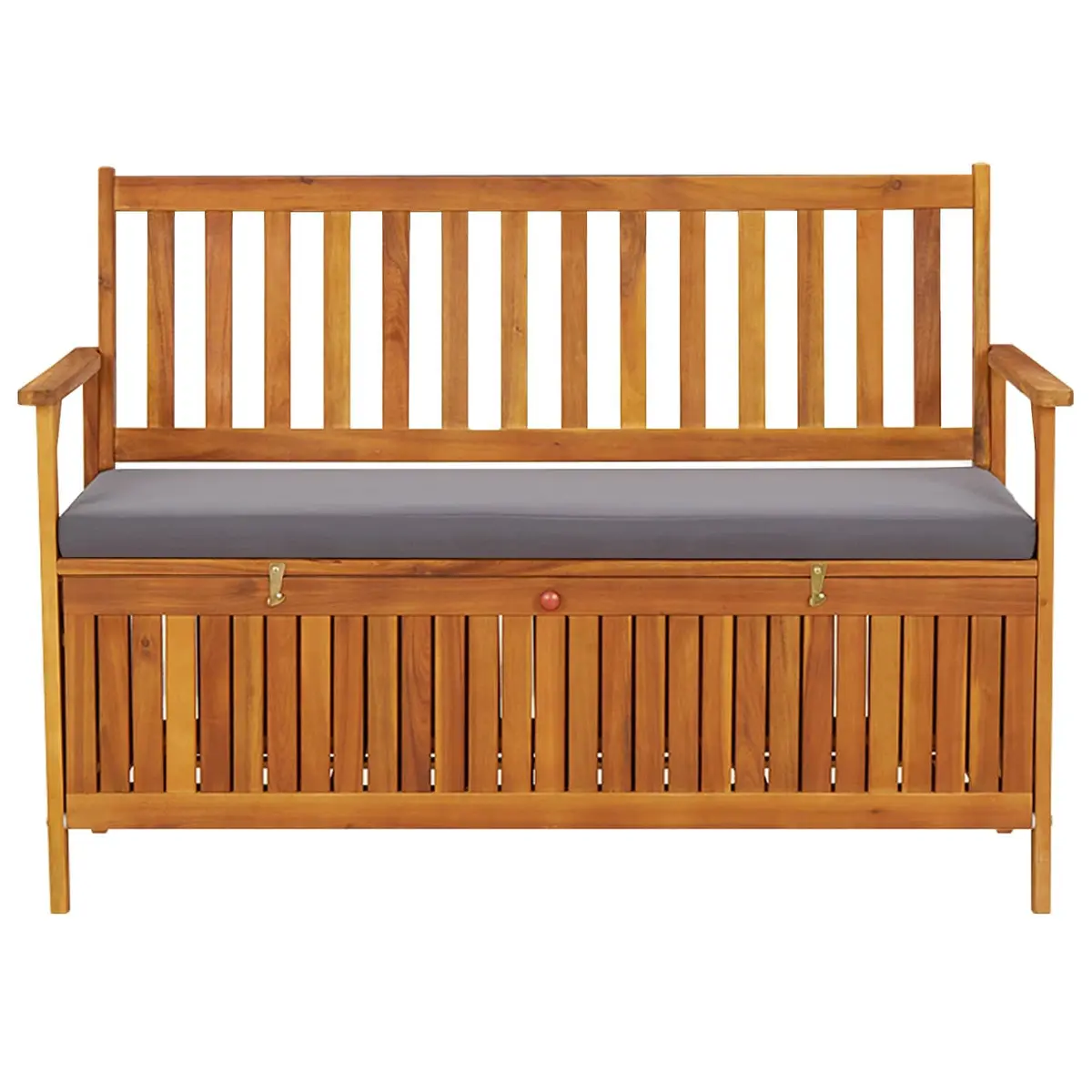 Grey Garden Storage Bench with Cushion