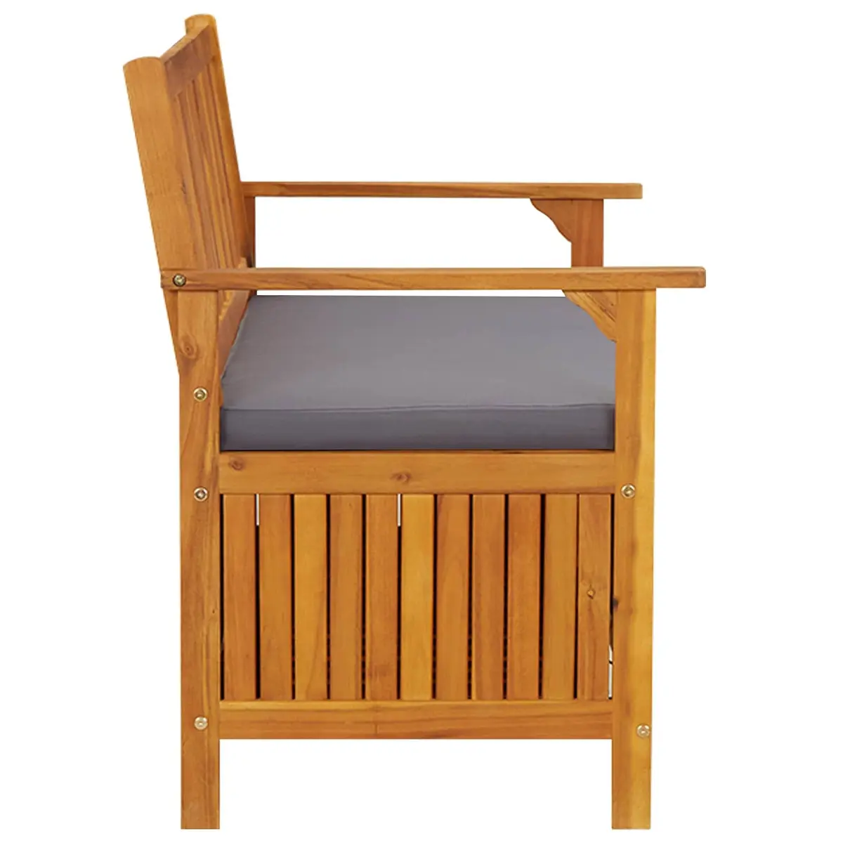 Grey Garden Storage Bench with Cushion
