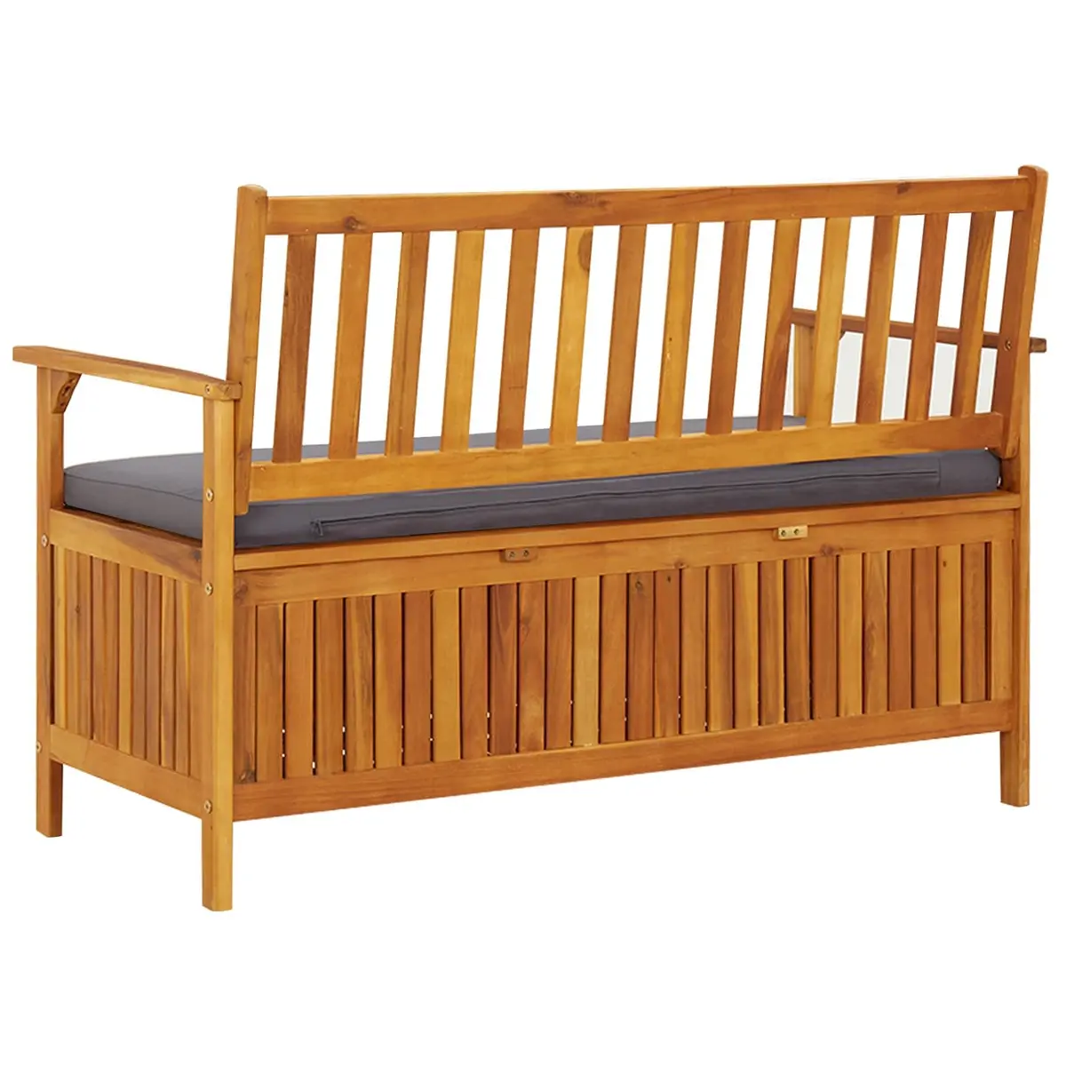 Grey Garden Storage Bench with Cushion