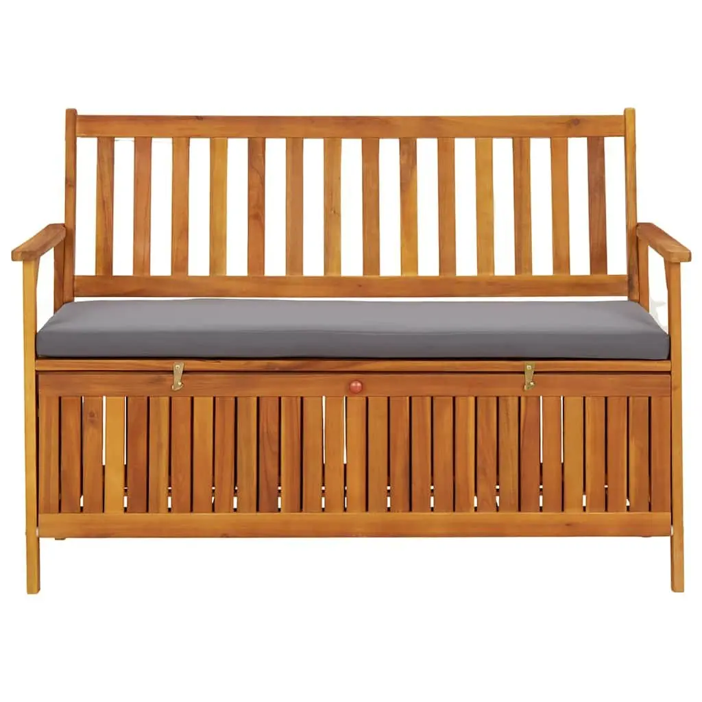 Grey Garden Storage Bench with Cushion