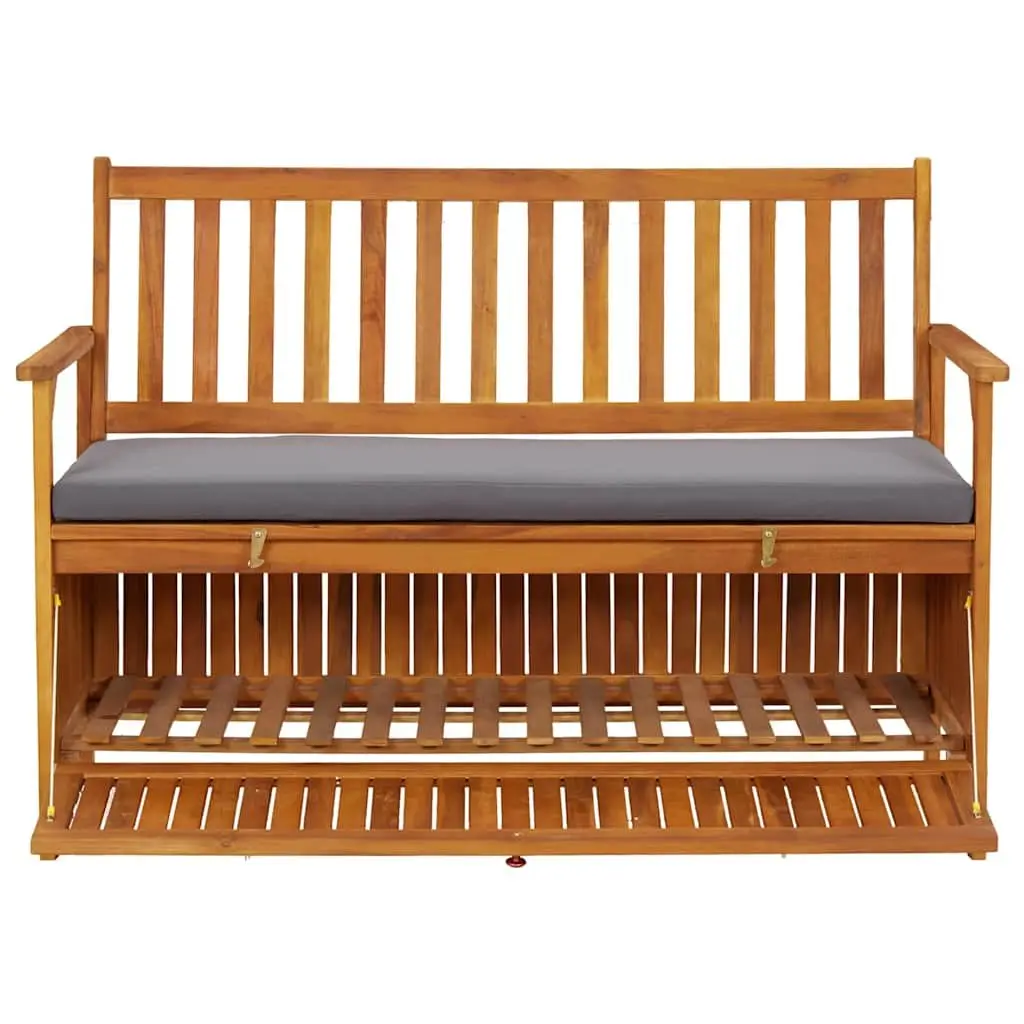 Grey Garden Storage Bench with Cushion