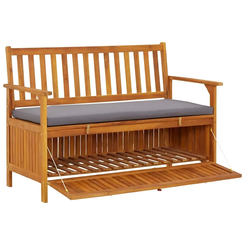 Grey Garden Storage Bench with Cushion
