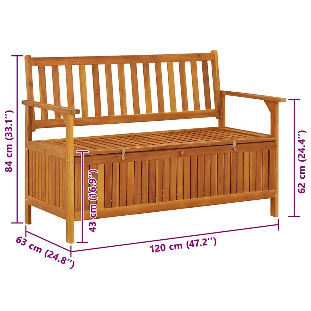 Outdoor Storage Bench 120cm Garden Seating Backrest Armrests Wooden Seat Box