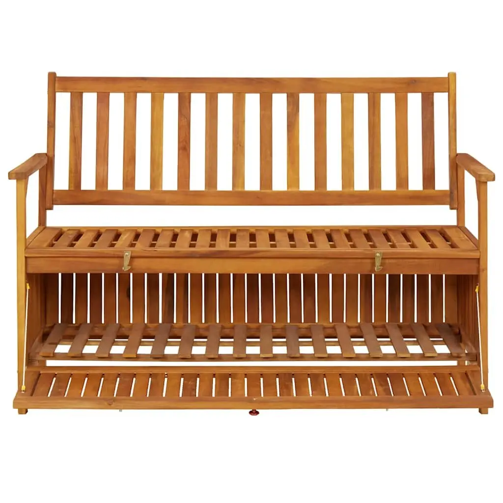 Outdoor Storage Bench 120cm Garden Seating Backrest Armrests Wooden Seat Box