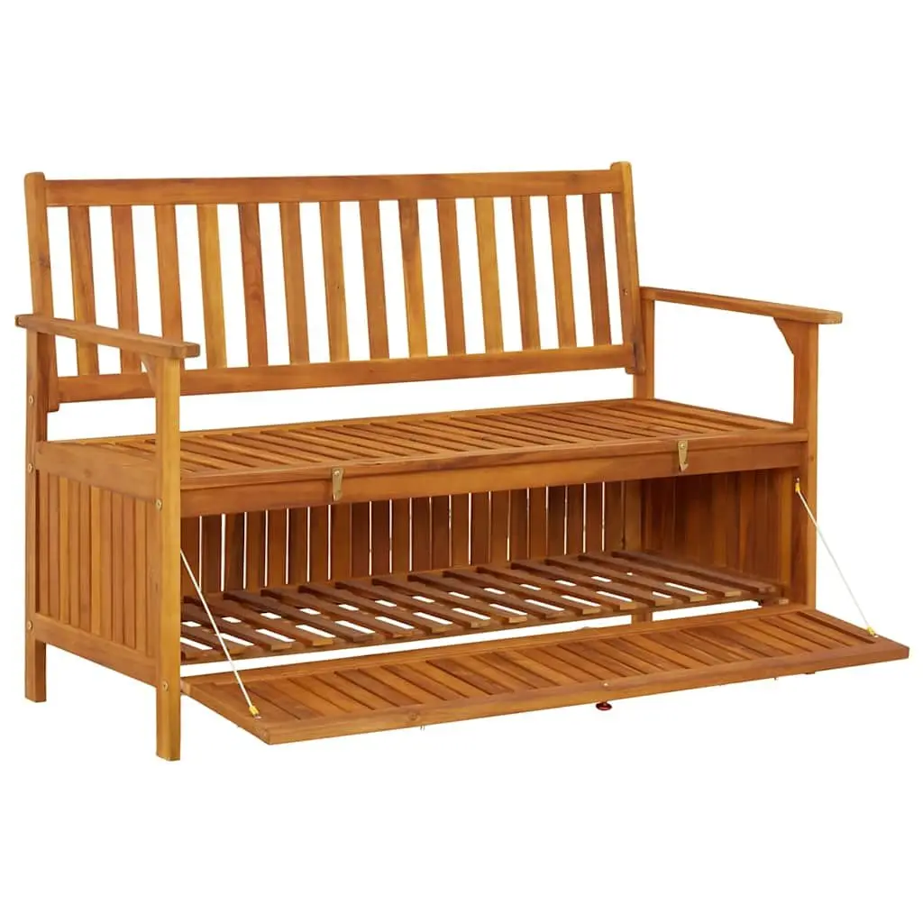 Outdoor Storage Bench 120cm Garden Seating Backrest Armrests Wooden Seat Box