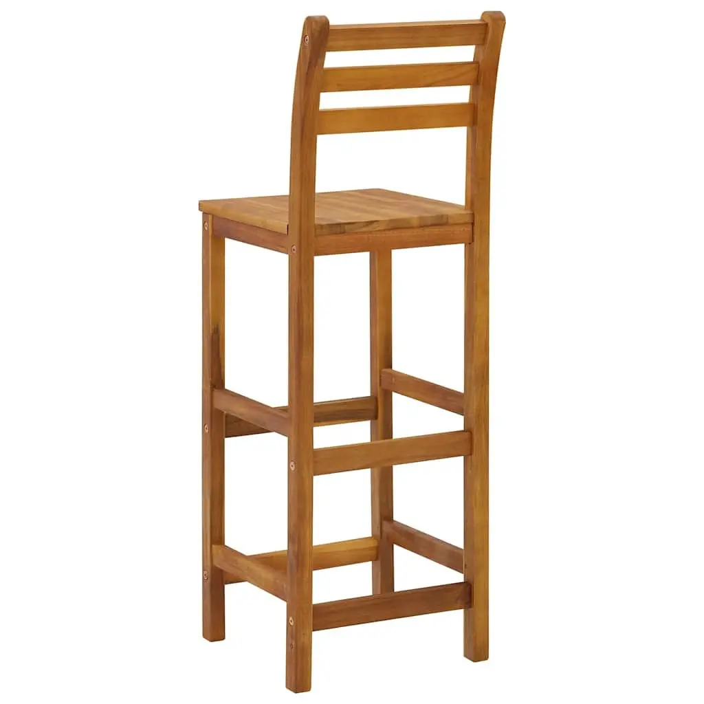 Solid Acacia Wood Bar Stools Set of 4 Indoor Outdoor Seating Kitchen Dining