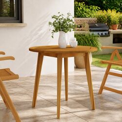Warm Brown Acacia Garden Table, 85cm Round Design