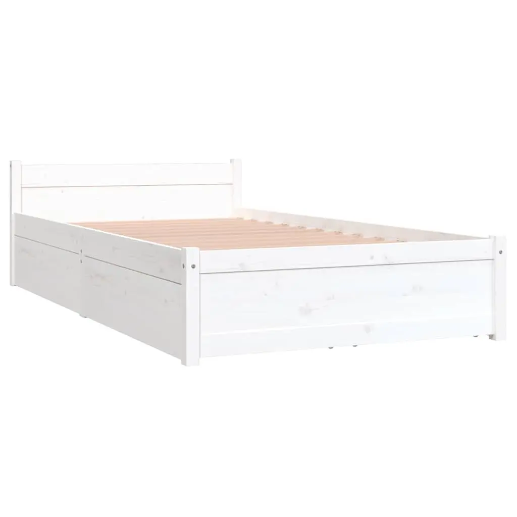 Bed Frame with Storage Drawers White 90x190cm Wooden