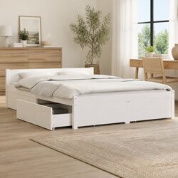 Comfortable and Practical White Bed Frame with Storage