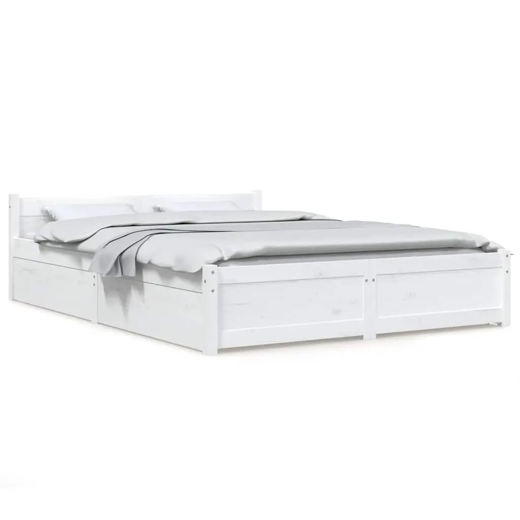 White Bed Frame with Storage