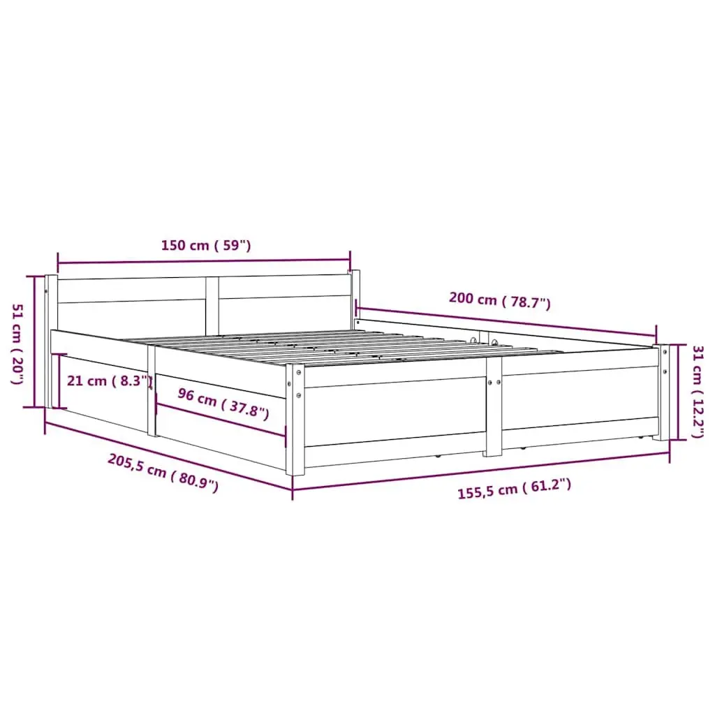 White Bed Frame with Storage