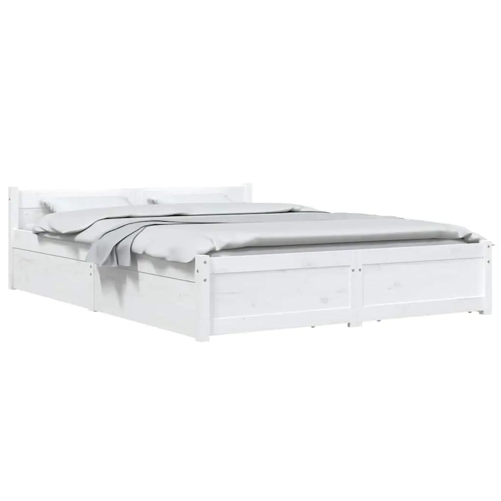 White Bed Frame with Storage