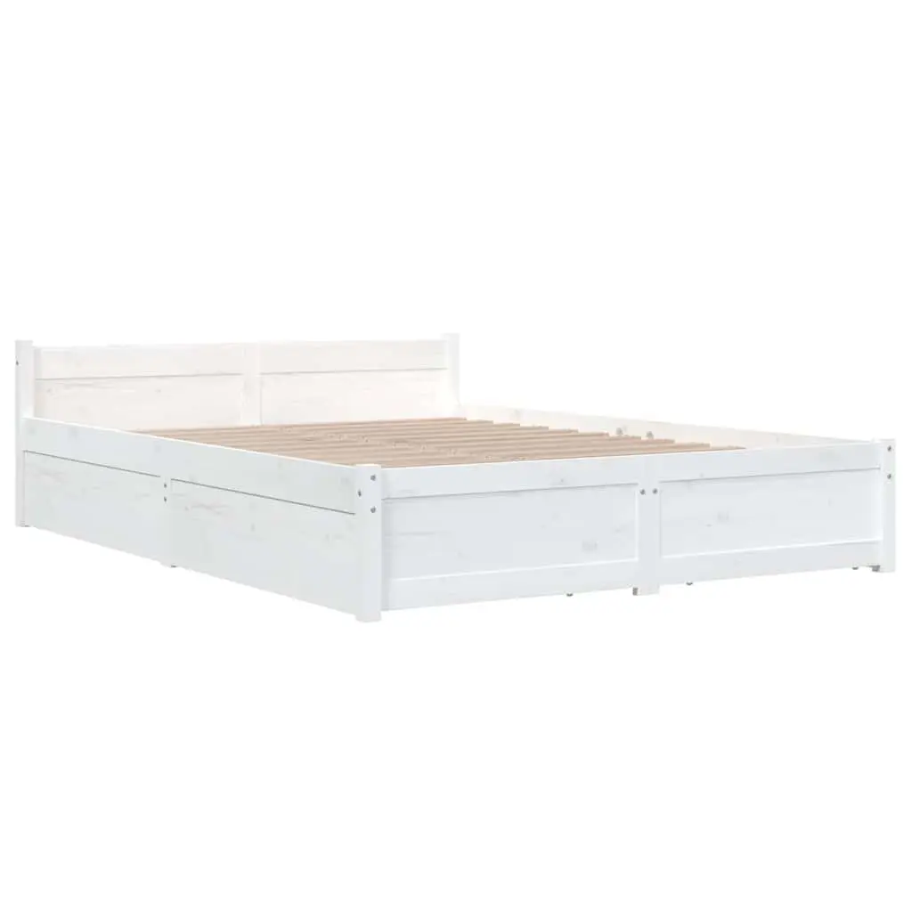 White Bed Frame with Storage