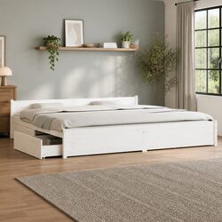 Warm and Practical King Bed Frame with Storage Drawers