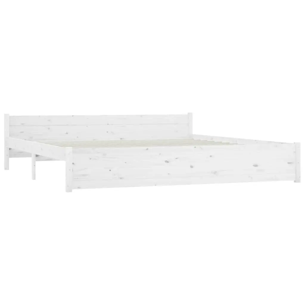 King Bed Frame with Storage Drawers Wooden Slats White 183x203 cm Modern