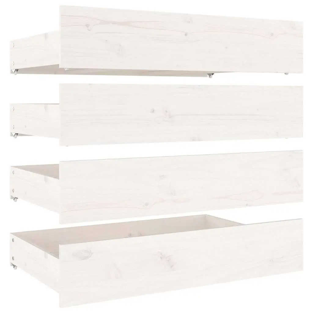 King Bed Frame with Storage Drawers Wooden Slats White 183x203 cm Modern