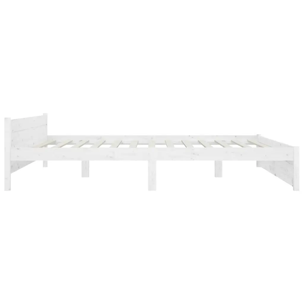 King Bed Frame with Storage Drawers Wooden Slats White 183x203 cm Modern