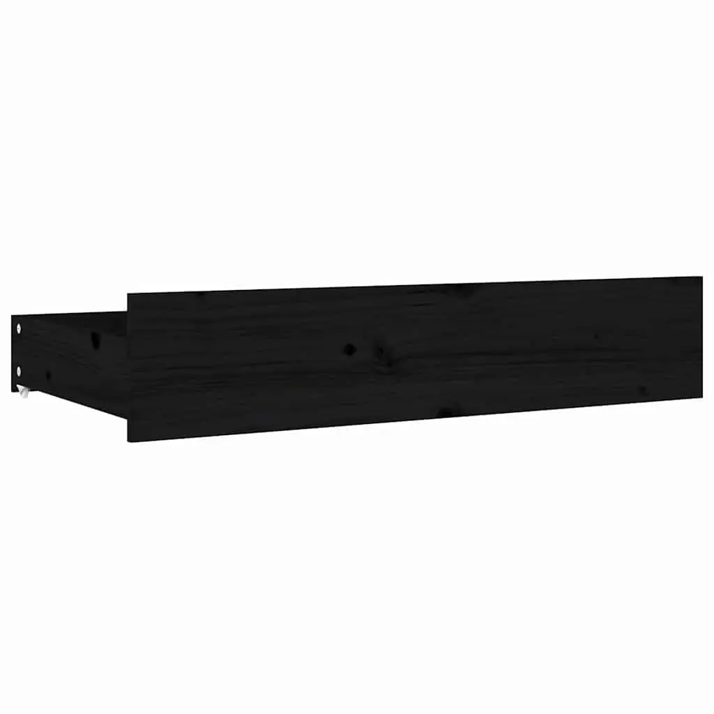 King Bed Frame with Storage Drawers Wooden Slats Black 183x203 cm Bedroom