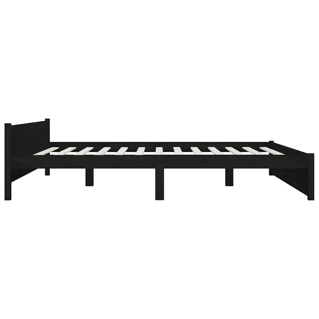 King Bed Frame with Storage Drawers Wooden Slats Black 183x203 cm Bedroom