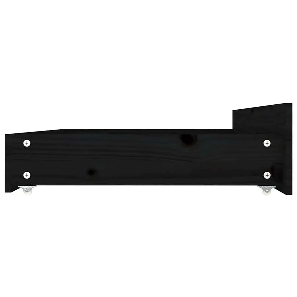 King Bed Frame with Storage Drawers Wooden Slats Black 183x203 cm Bedroom