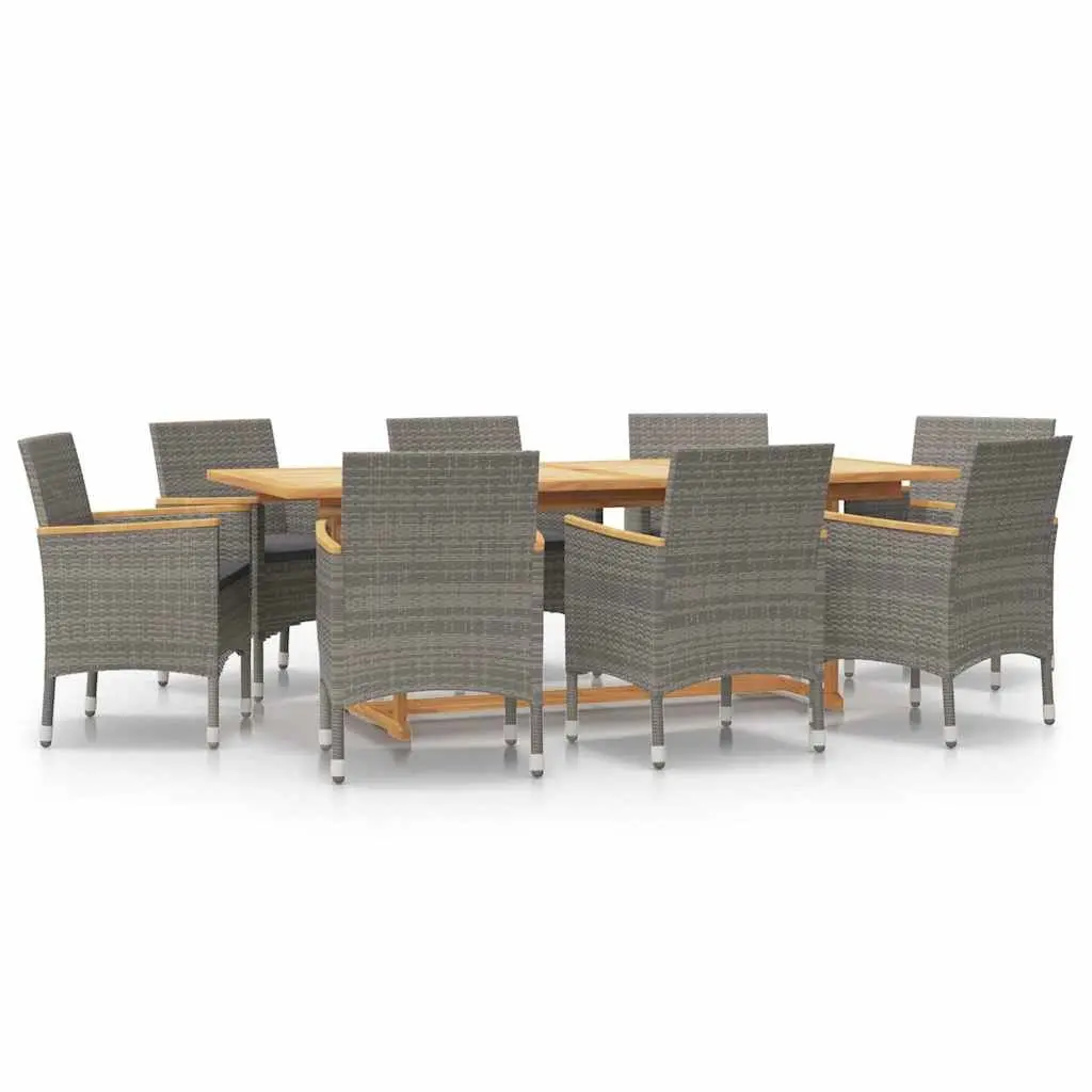 Garden Dining Set 9 Piece Outdoor Furniture Table Chairs with Cushions Grey