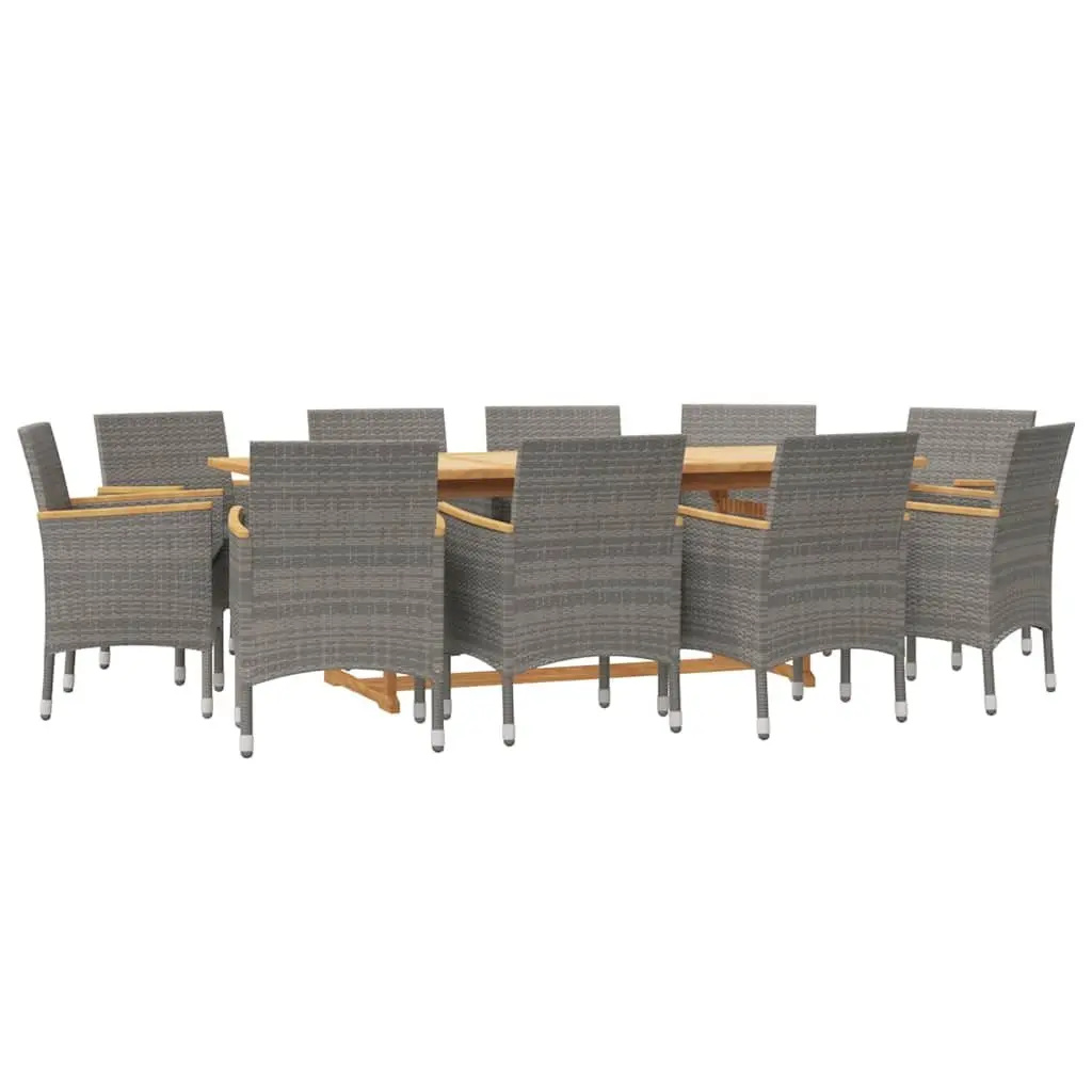 Garden Dining Set 11 Piece Outdoor Furniture Grey Cushions Patio Table Chairs