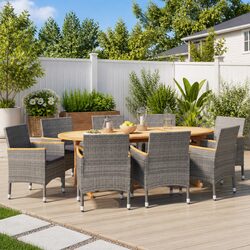 Quality Outdoor Dining Set: 9 Pieces with Acacia Wood
