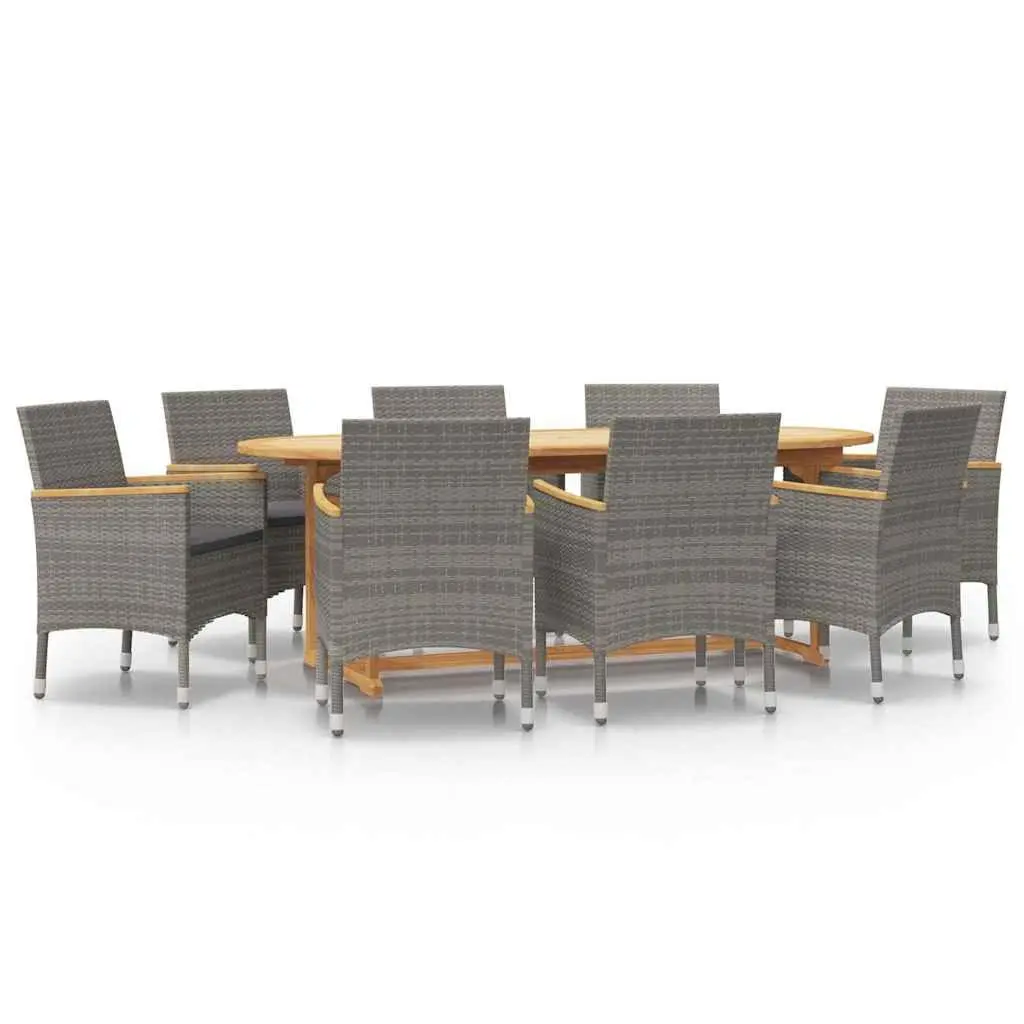 Garden Dining Set 9 Piece Outdoor Furniture Acacia Wood Chairs Table Grey