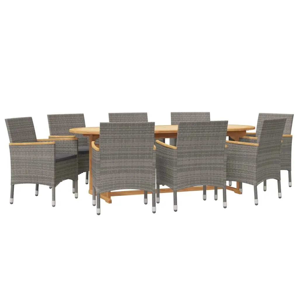 Garden Dining Set 9 Piece Outdoor Furniture Acacia Wood Chairs Table Grey