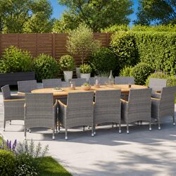 A Reassuring Choice: 13-Piece Grey Acacia Dining Set