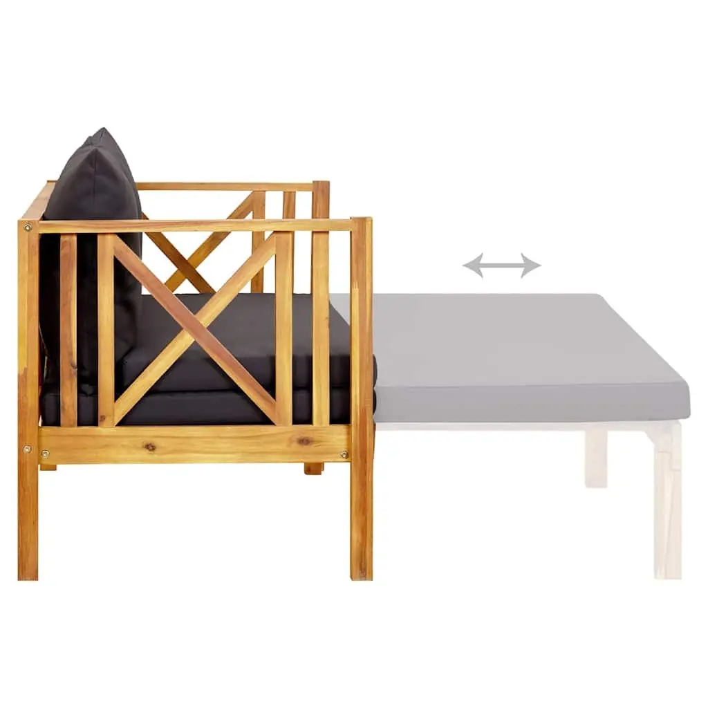 2-Seater Garden Bench Indoor Outdoor Daybed Solid Acacia Wood Grey with Cushions